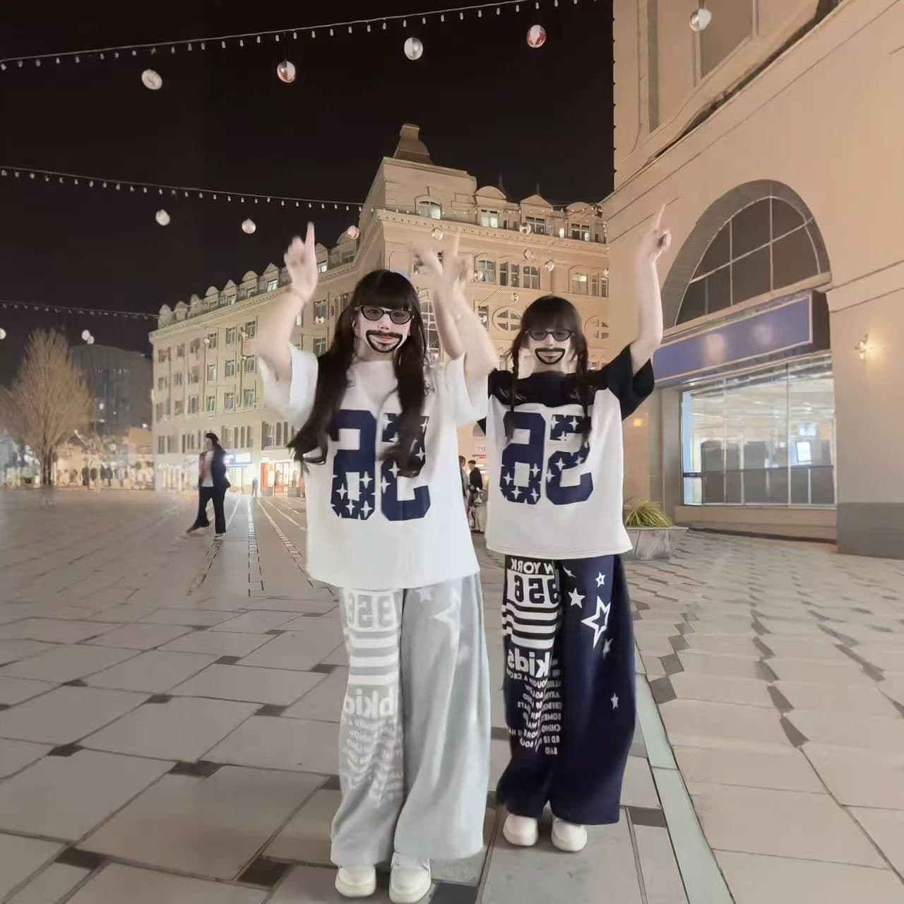 순면 한국 스타일 패션 프린트 루즈핏 티셔츠 이미지 4