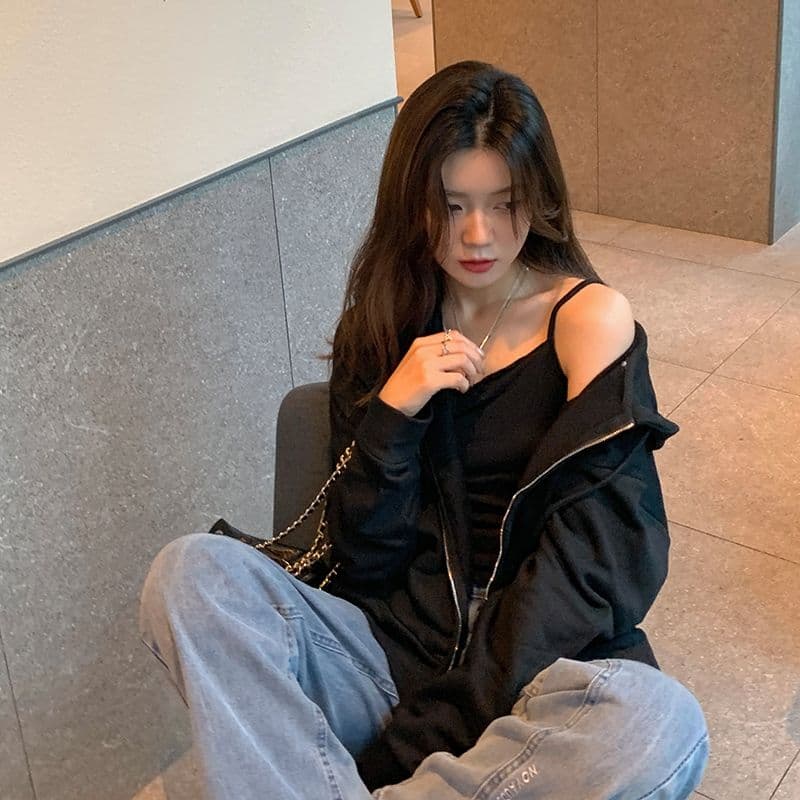 얇은 스타일 오픈 가디건 후드 티 스웨터 루즈핏 캐주얼 다용도 맨위 트렌드 이미지 2