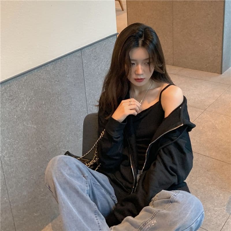 얇은 스타일 오픈 가디건 후드 티 스웨터 루즈핏 캐주얼 다용도 맨위 트렌드 상세 이미지 3
