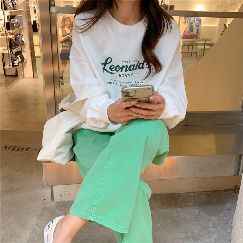 가을 의상 새로운 한국 스타일 알파벳 프린트 라운드 넥 후드티 여성 상세 이미지 3