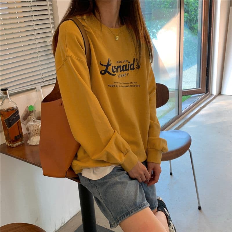 가을 의상 새로운 한국 스타일 알파벳 프린트 라운드 넥 후드티 여성 상세 이미지 27