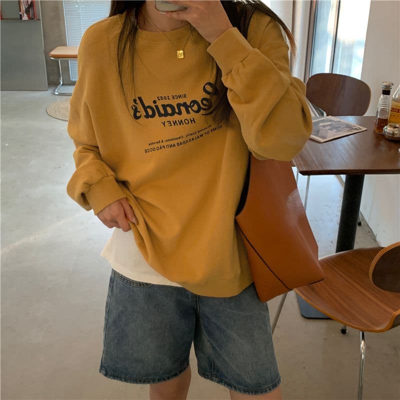 가을 의상 새로운 한국 스타일 알파벳 프린트 라운드 넥 후드티 여성 상세 이미지 32