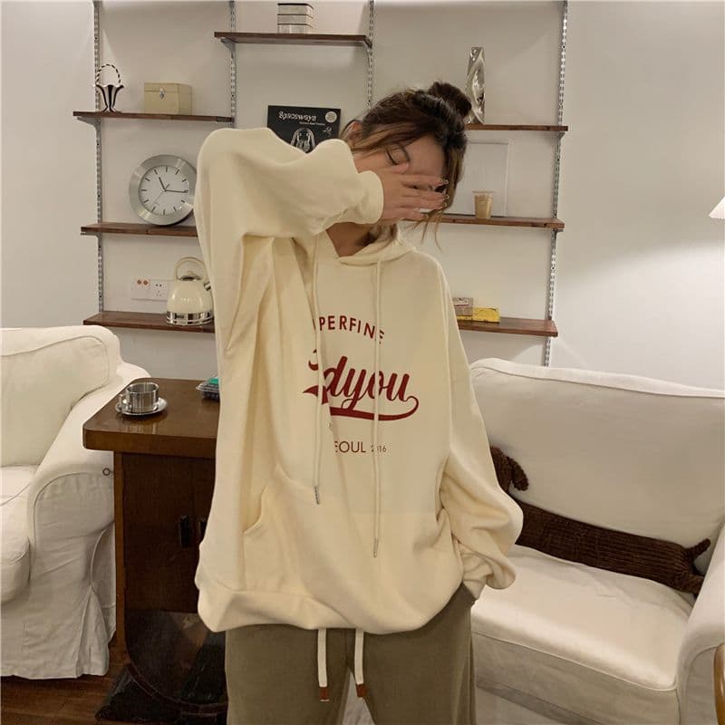oversize 후드 티 스웨터 여성 루즈핏 캐주얼 느긋한 맨위 재킷 트렌디 상세 이미지 2
