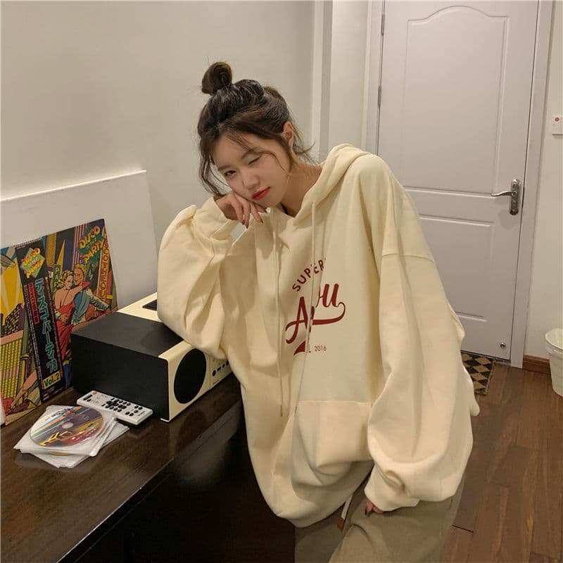oversize 후드 티 스웨터 여성 루즈핏 캐주얼 느긋한 맨위 재킷 트렌디 상세 이미지 3