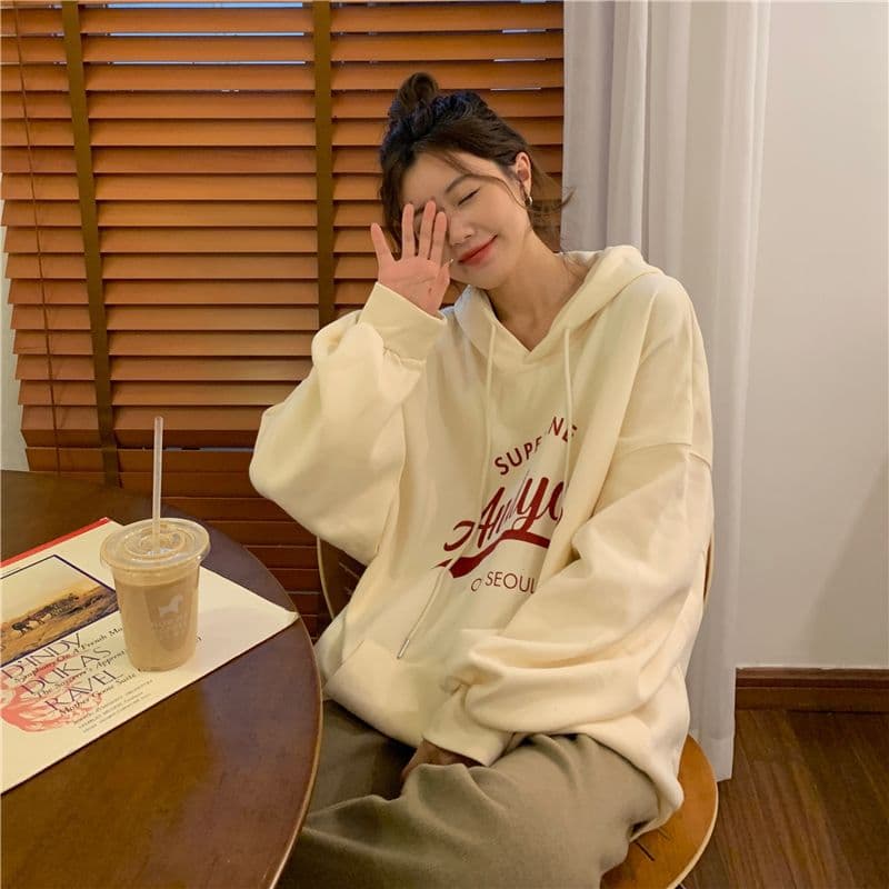 oversize 후드 티 스웨터 여성 루즈핏 캐주얼 느긋한 맨위 재킷 트렌디 상세 이미지 9