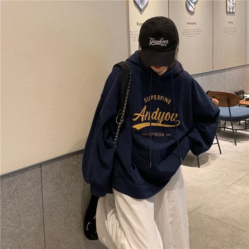 oversize 후드 티 스웨터 여성 루즈핏 캐주얼 느긋한 맨위 재킷 트렌디 상세 이미지 15