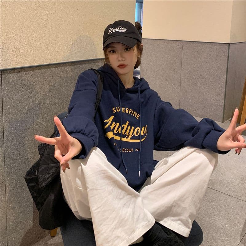 oversize 후드 티 스웨터 여성 루즈핏 캐주얼 느긋한 맨위 재킷 트렌디 상세 이미지 16