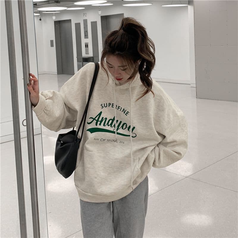 oversize 후드 티 스웨터 여성 루즈핏 캐주얼 느긋한 맨위 재킷 트렌디 상세 이미지 19