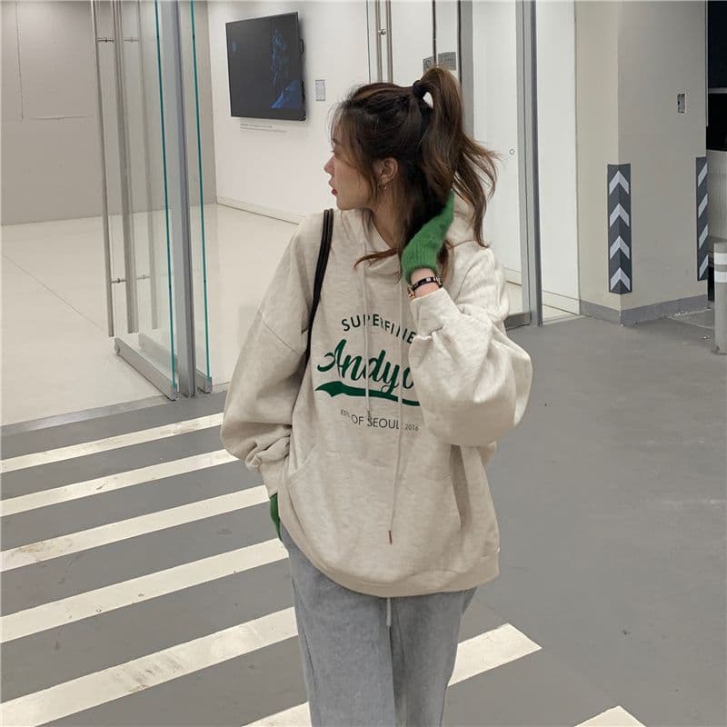 oversize 후드 티 스웨터 여성 루즈핏 캐주얼 느긋한 맨위 재킷 트렌디 상세 이미지 20