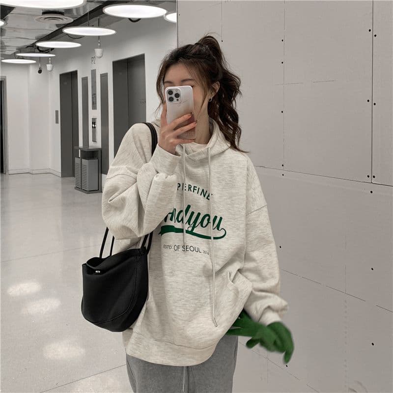 oversize 후드 티 스웨터 여성 루즈핏 캐주얼 느긋한 맨위 재킷 트렌디 상세 이미지 21