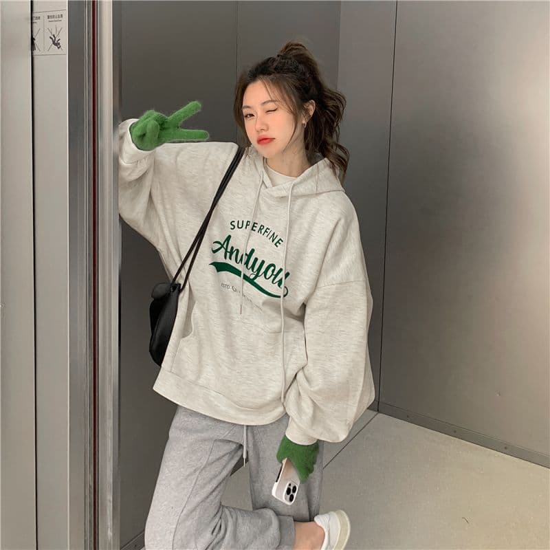 oversize 후드 티 스웨터 여성 루즈핏 캐주얼 느긋한 맨위 재킷 트렌디 상세 이미지 24