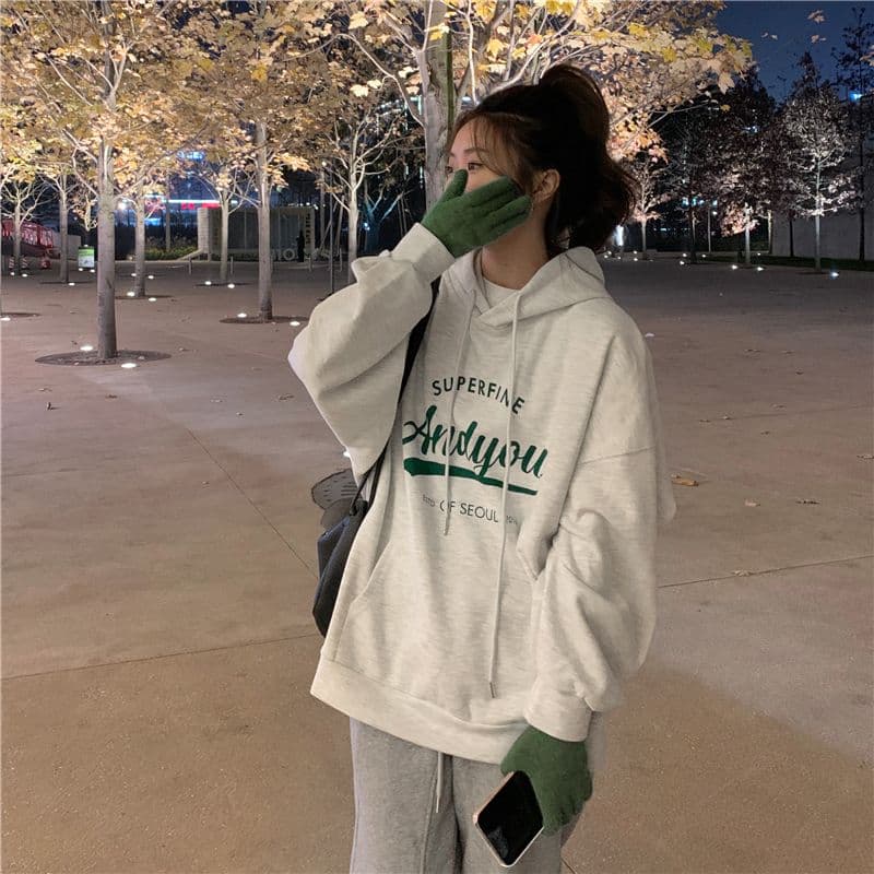 oversize 후드 티 스웨터 여성 루즈핏 캐주얼 느긋한 맨위 재킷 트렌디 상세 이미지 25