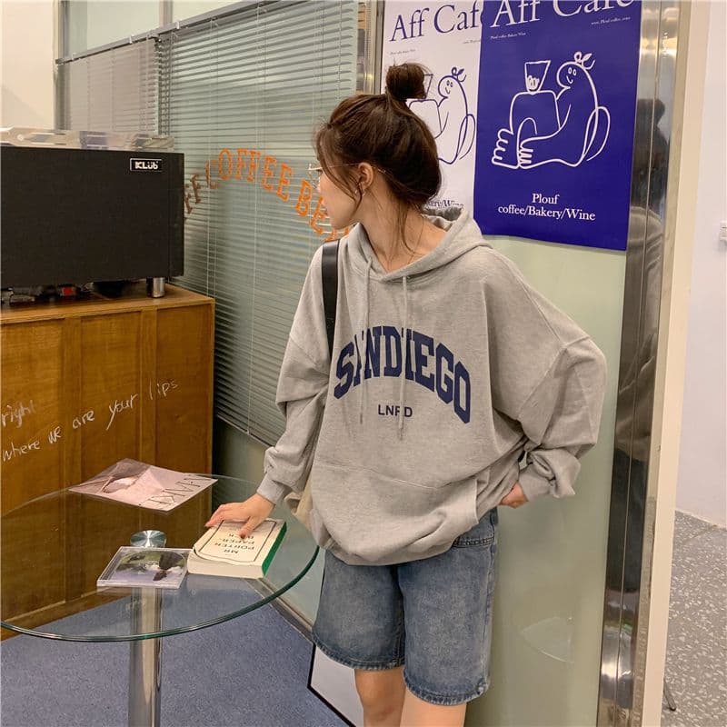 oversize 루즈핏 후드 티 스웨터 여성 느긋한 바람 다용도 재킷 상세 이미지 12