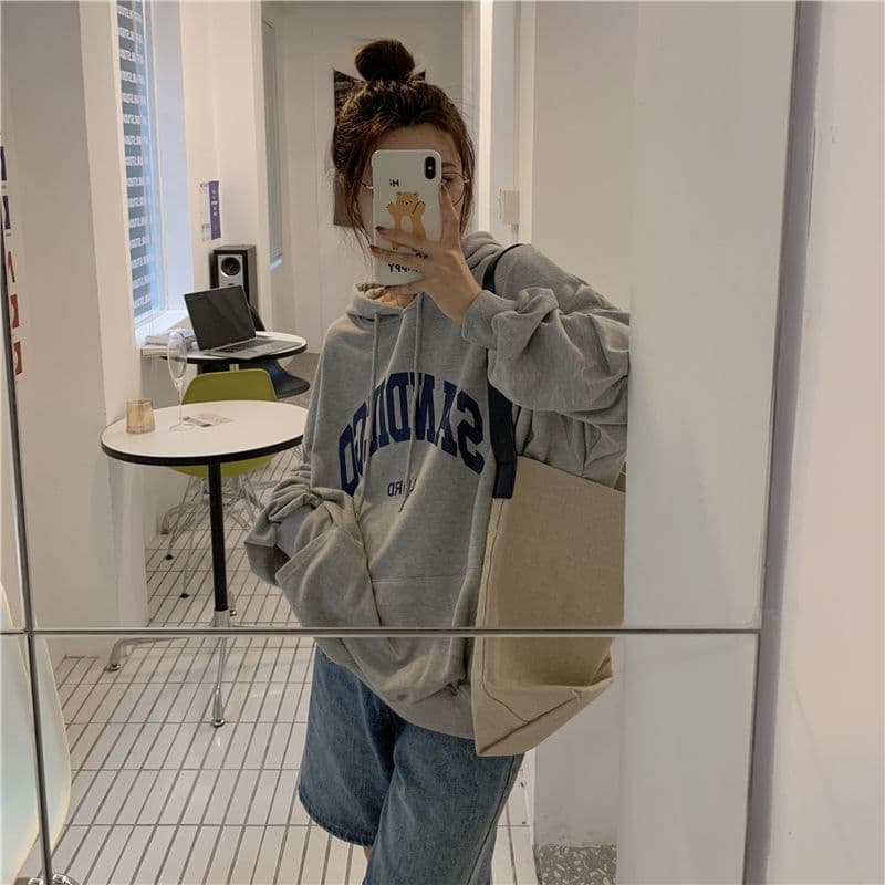oversize 루즈핏 후드 티 스웨터 여성 느긋한 바람 다용도 재킷 상세 이미지 14