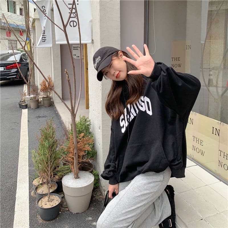 oversize 루즈핏 후드 티 스웨터 여성 느긋한 바람 다용도 재킷 상세 이미지 25