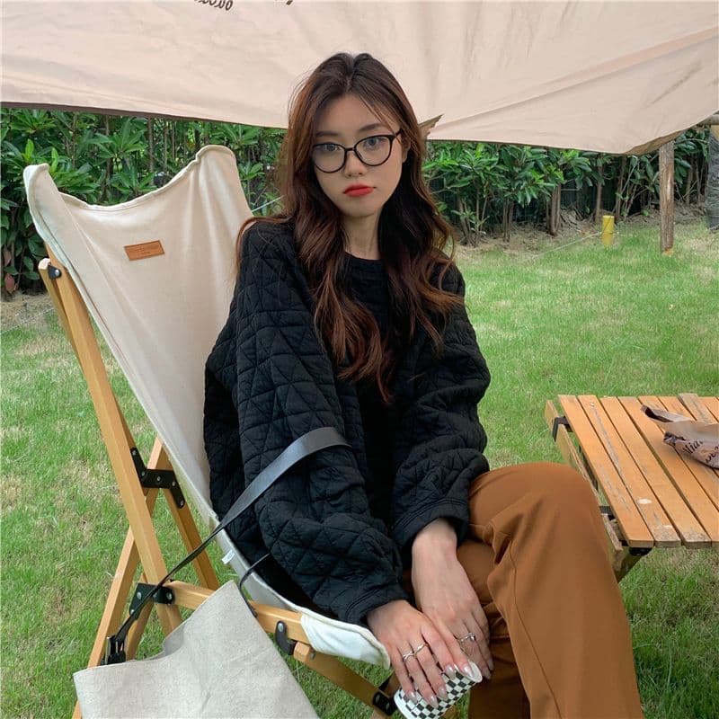 클립 실크 코튼 느긋한 개성 삼각형 다이아몬드 모양 루즈핏 캐주얼 다용도 후드티 여성 이미지 3