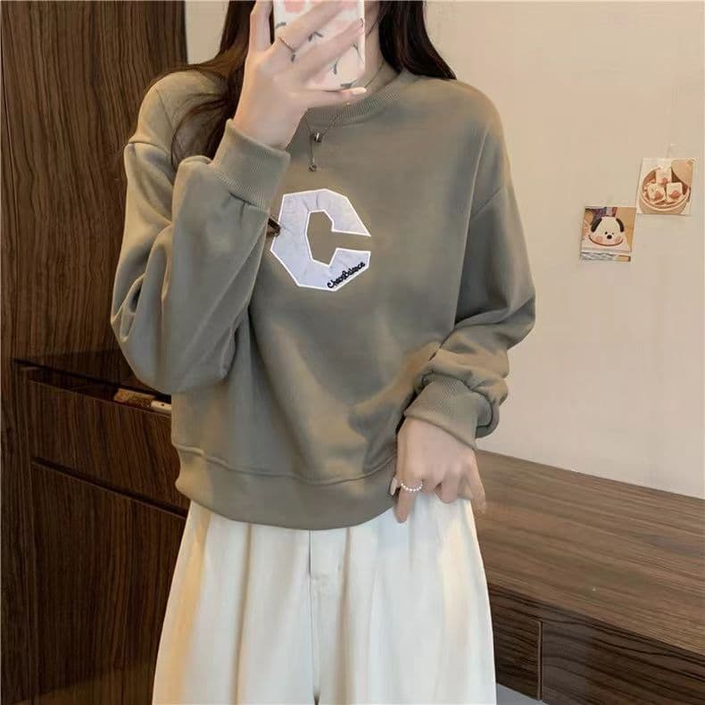 후아 면 얇은 스타일 자수 후드티 여성 상세 이미지 8