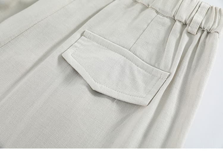 살구 색상 고급 센스 여름 새로운 슬림해 보이는 주간 실크 아마 와이드 레그 팬츠 레이스 자외선 차단 캐주얼 얇은 스타일 바닥 청소 바지 여성 상세 이미지 58
