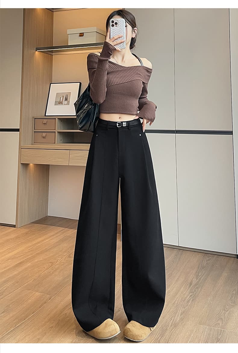 고급 회색 바지 아이들 가을 2026 새로운 스트레이트 모통이 칼 바지 오래된 돈 바람 좁은 에디션 와이드 레그 팬츠 두꺼움 정장 바지 상세 이미지 45