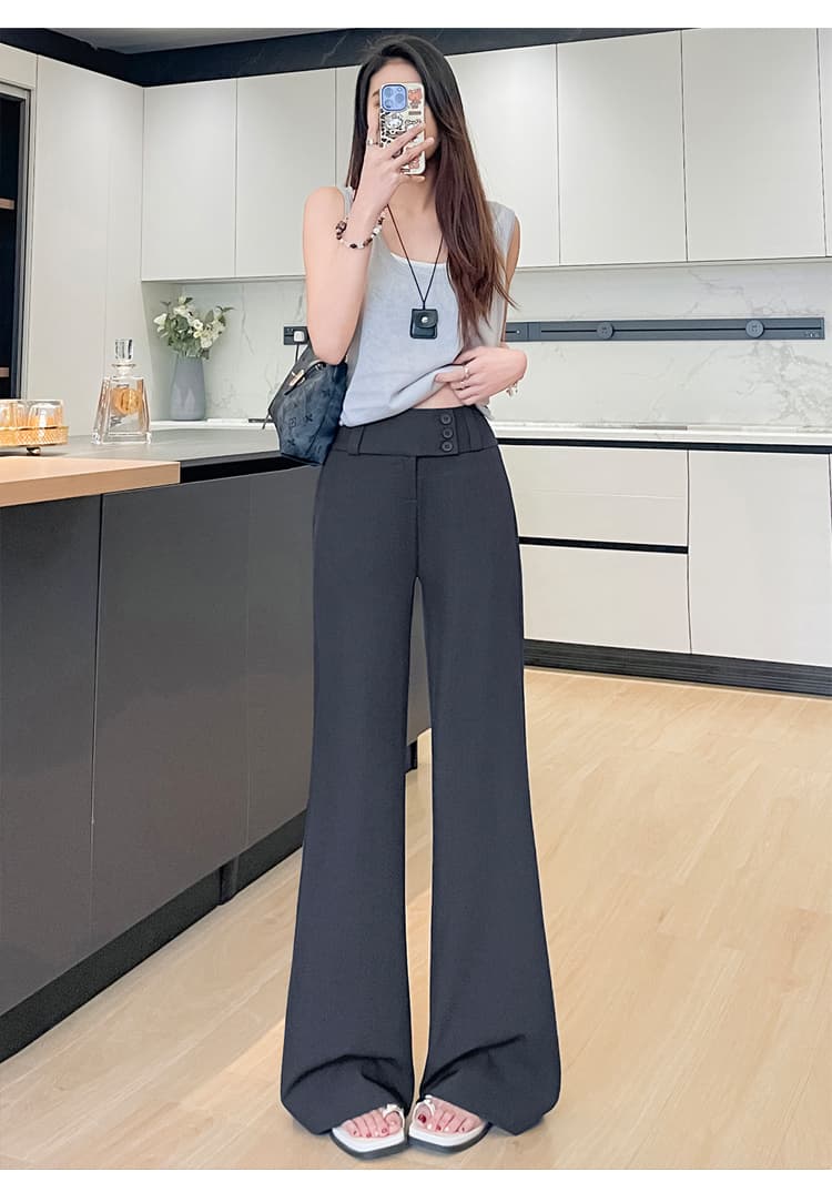회색 고급 센스 중 로우 웨이스트 몸매 가꾸기 슬림해 보이는 부츠컷 넓은 다리 정장 바지 조기 가을 2026 인기 정장 바지 상세 이미지 27