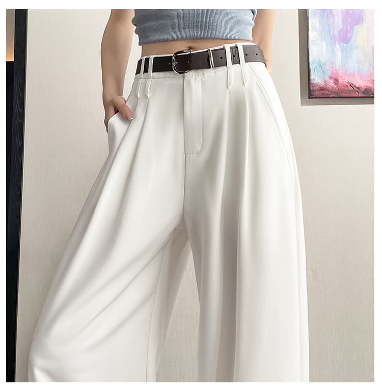 회색 디자인 센스 정장 와이드 레그 팬츠 다용도 2026 가을 새로운 느긋한 바람 하이웨이스트 슬림해 보이는 루즈핏 캐주얼 바지 상세 이미지 42
