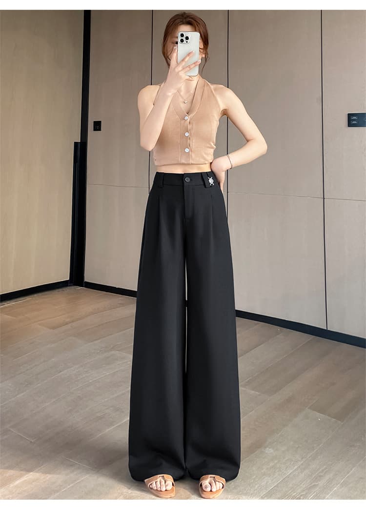 회색 정장 바지 여성 가을 2026 가을 겨울 고급 센스 도루 센스 와이드 레그 팬츠 스트레이트 캐주얼 오래된 돈 바람 롱 바지 상세 이미지 54