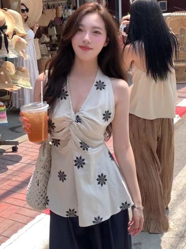 핫걸 비틀림 민소매 캐미솔 2026 여름 새로운 고급 센스 순수한 욕망 허리 수축 슬림해 보이는 맨위