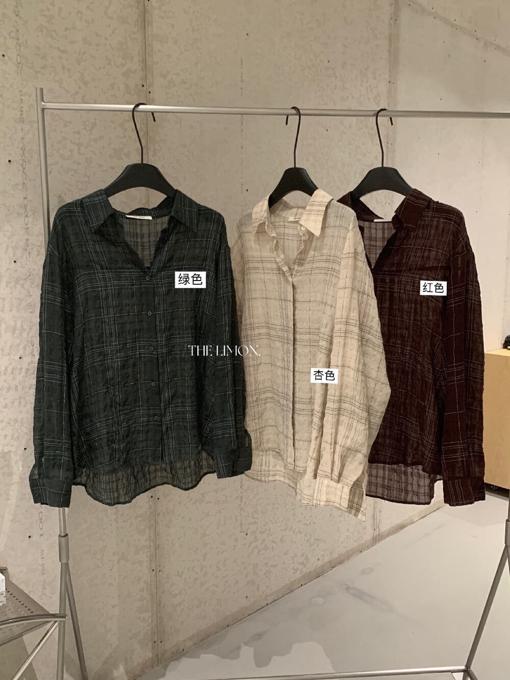 가을 켜기 새로운 레몬 녹차 반드시 입력 산소 센스 셔츠 질감 센스 체크무늬 긴팔 자외선 차단 셔츠 상세 이미지 8