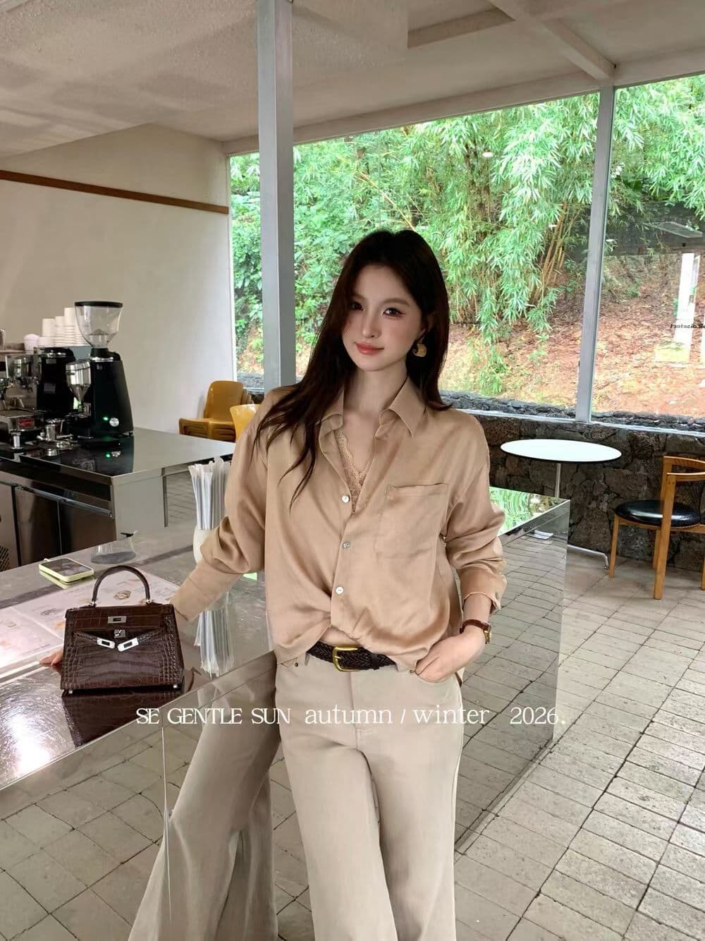한국 스타일 chic 가을 새로운 미니멀리즘 일상 캐주얼 다용도 긴팔 셔츠 이미지 3