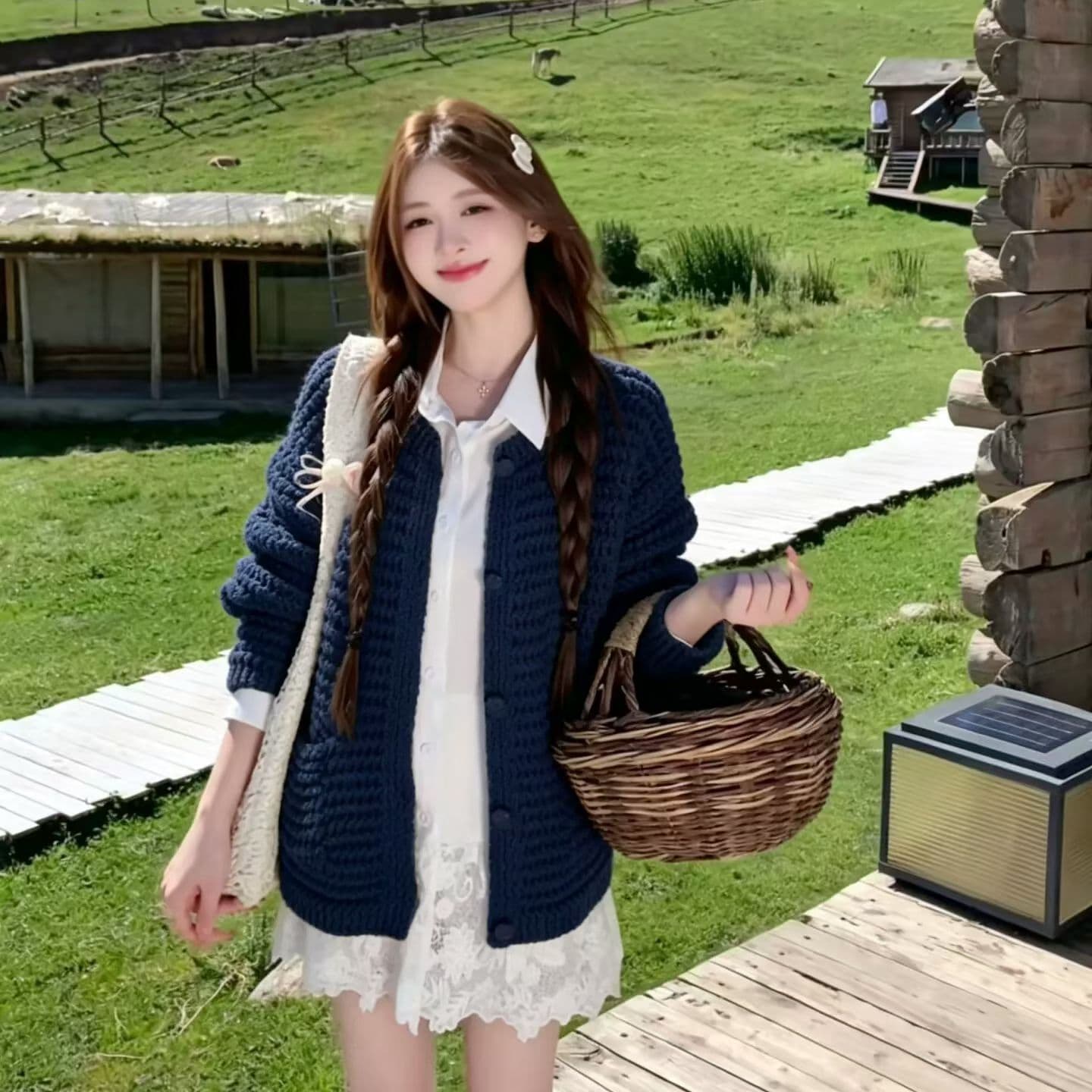 2026 년 가을 겨울 새로운 한 부서 부드러운 센스 센 부서 느긋한 바람 스웨터 여자 상세 이미지 4