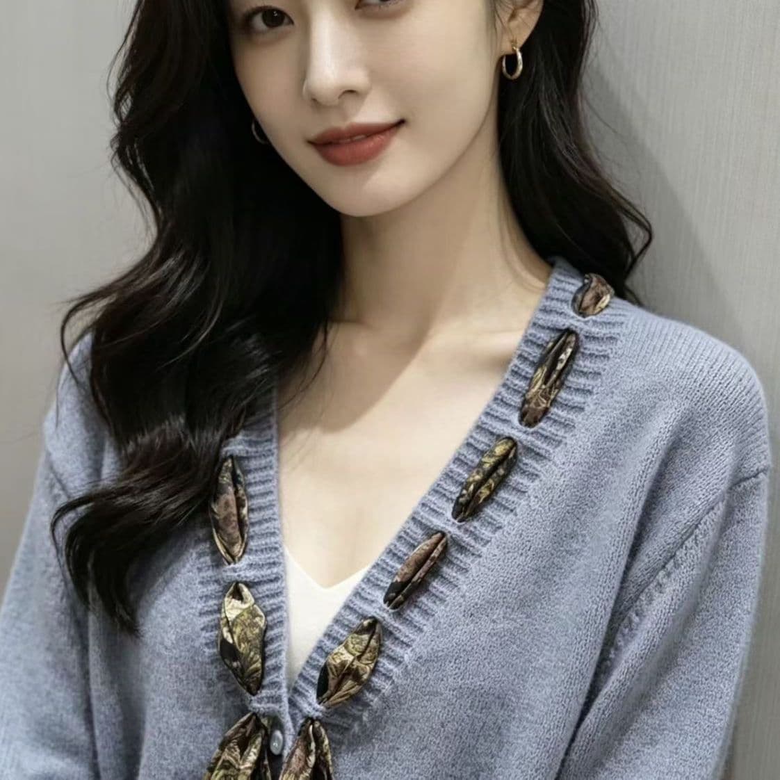 2026 스카프 가을 겨울 니트 오픈 가디건 연령 감소 루즈핏 새로운 니트 스웨터 긴팔 스웨터 코트 맨위 상세 이미지 3