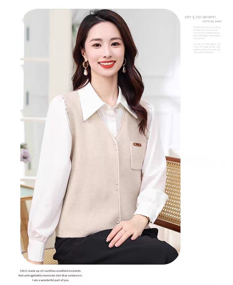 가을 니트 베스트 조끼 스웨터 여자 가을 겨울 새로운 루즈핏 외부 가져 가라. 조끼 상세 이미지 7