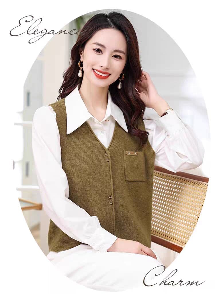 가을 니트 베스트 조끼 스웨터 여자 가을 겨울 새로운 루즈핏 외부 가져 가라. 조끼 상세 이미지 15