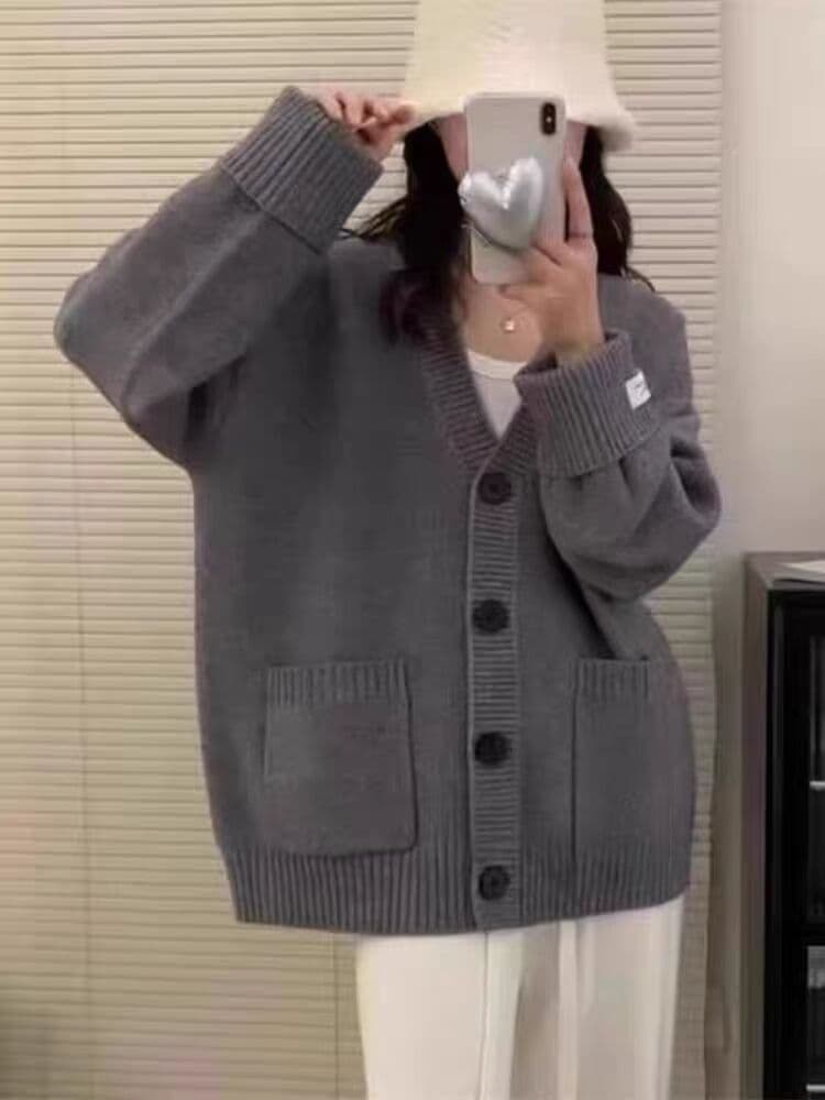 볼륨 측면 소매 루즈핏 맨위 가을 겨울 새로운 니트 오픈 가디건 부드러운 찹쌀 여성 다용도 새로운 스웨터 코트 두꺼운 상세 이미지 6