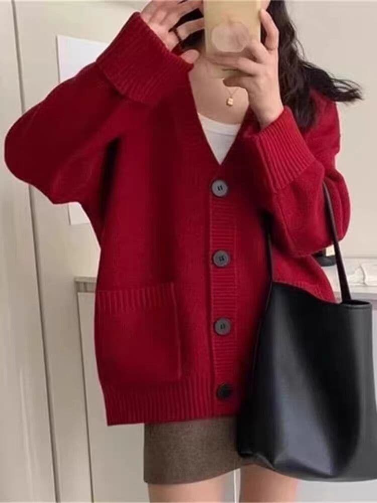 볼륨 측면 소매 루즈핏 맨위 가을 겨울 새로운 니트 오픈 가디건 부드러운 찹쌀 여성 다용도 새로운 스웨터 코트 두꺼운 상세 이미지 7