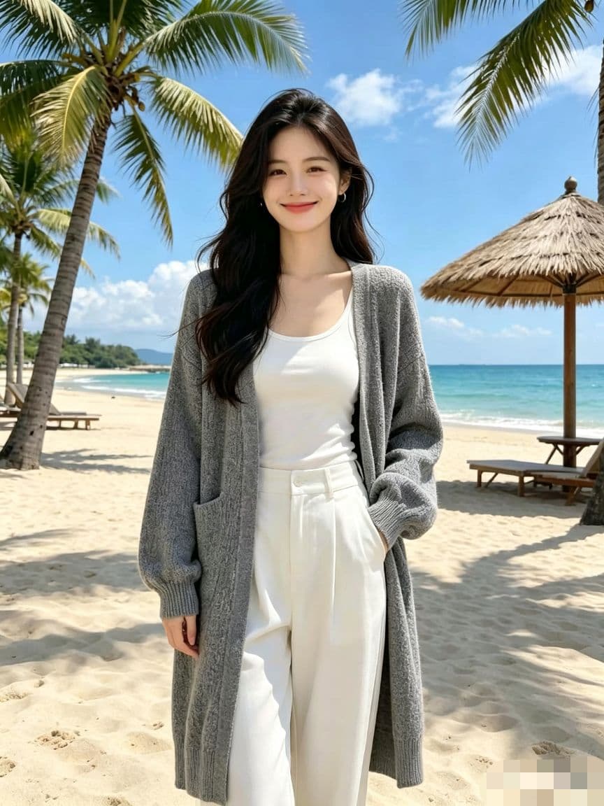 가을 느긋한 바람 니트 오픈 가디건 여자 중간 롱 코트 루즈핏 스웨터 코트 패션 외부 가져 가라. 상세 이미지 3