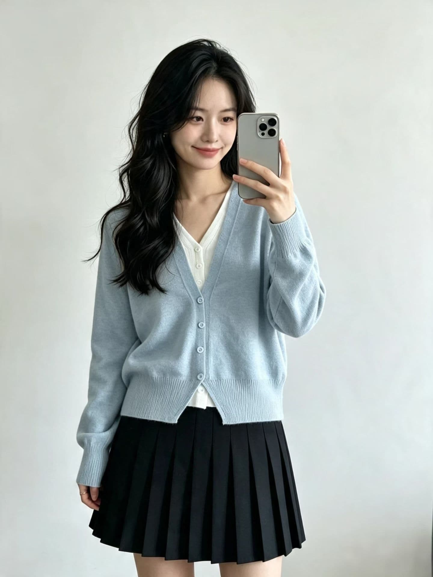 한 부서 V넥 고급 센스 페이크 레이어드 긴팔 니트 스웨터 여성 가을 슬림해 보이는 품격 배색 스웨터 오픈 가디건 맨위 상세 이미지 3
