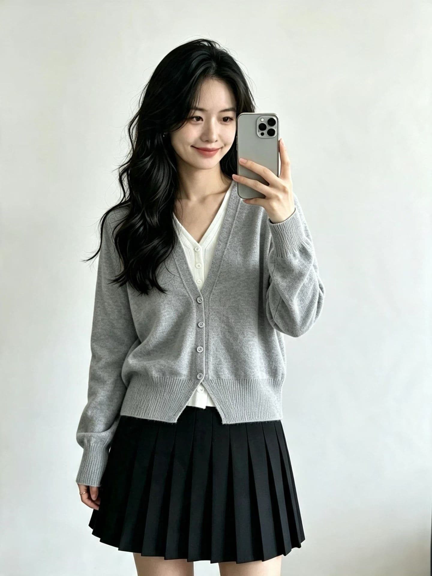 한 부서 V넥 고급 센스 페이크 레이어드 긴팔 니트 스웨터 여성 가을 슬림해 보이는 품격 배색 스웨터 오픈 가디건 맨위 상세 이미지 5