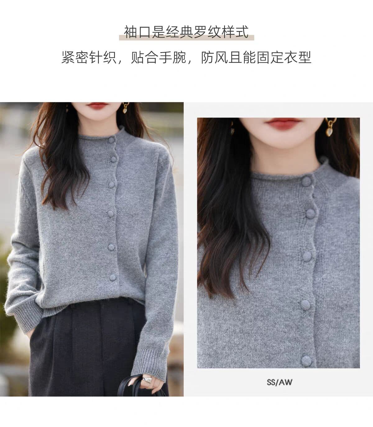 프랑스식 오래된 돈 바람 비스듬한 문 襟 니트 오픈 가디건 여성 스웨터 코트 기본 셔츠 상세 이미지 3