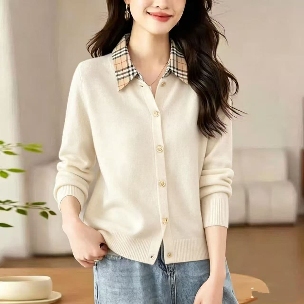 한 부서 바람 페이크 레이어드 맨위 패치워크 니트 바지를 입는 셔츠 2026 외국 가스 가을 새로운 여성 패션 Chic
