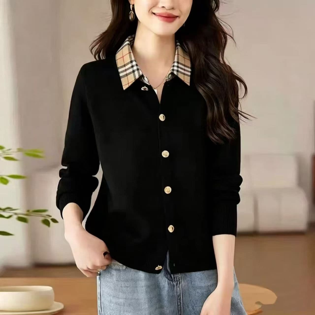 한 부서 바람 페이크 레이어드 맨위 패치워크 니트 바지를 입는 셔츠 2026 외국 가스 가을 새로운 여성 패션 Chic 상세 이미지 3
