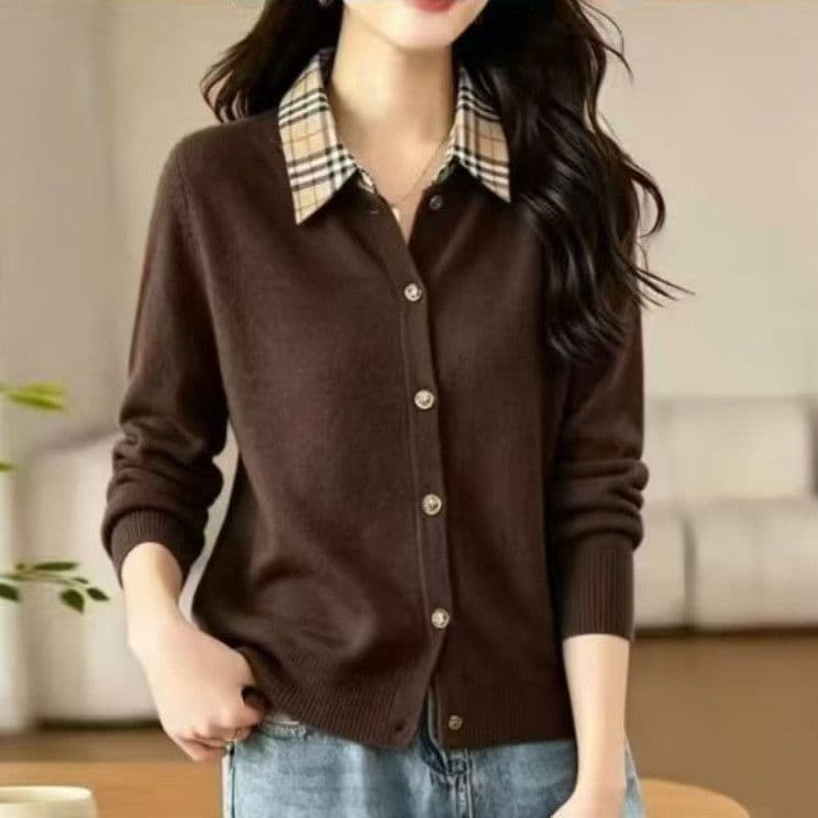 한 부서 바람 페이크 레이어드 맨위 패치워크 니트 바지를 입는 셔츠 2026 외국 가스 가을 새로운 여성 패션 Chic 상세 이미지 7