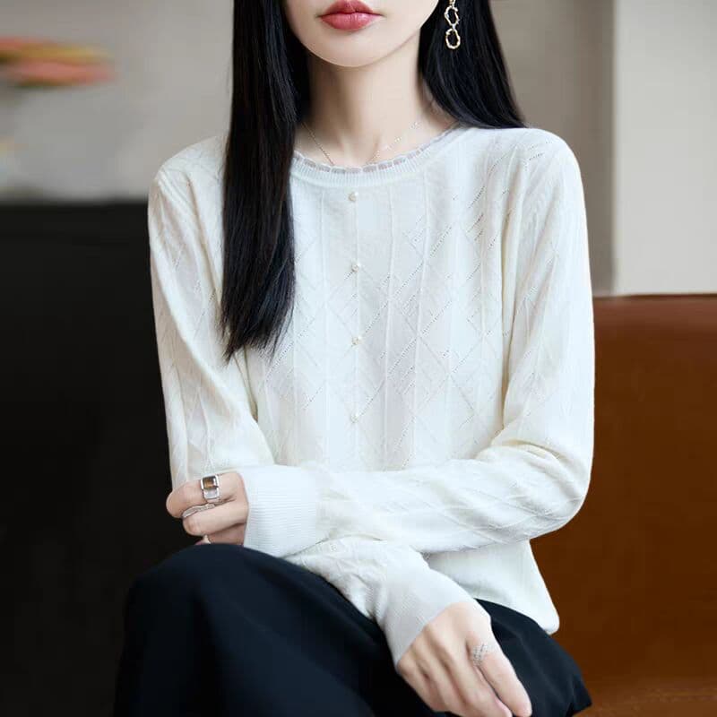 가을 레이스 비즈 박기 니트 기본 셔츠 여성 2026 새로운 인사이드 잡아라. 의류 외국 가스 여성 의류 스웨터 이미지 4