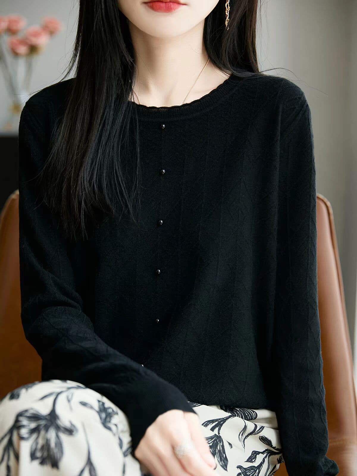 가을 레이스 비즈 박기 니트 기본 셔츠 여성 2026 새로운 인사이드 잡아라. 의류 외국 가스 여성 의류 스웨터 이미지 3
