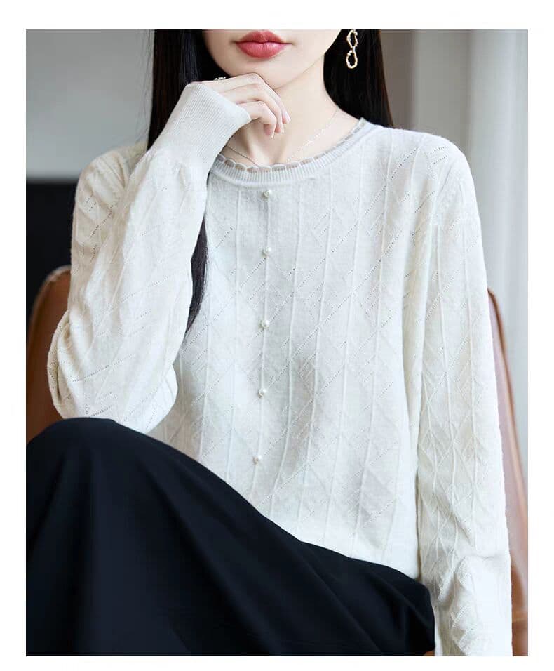 가을 레이스 비즈 박기 니트 기본 셔츠 여성 2026 새로운 인사이드 잡아라. 의류 외국 가스 여성 의류 스웨터 상세 이미지 14