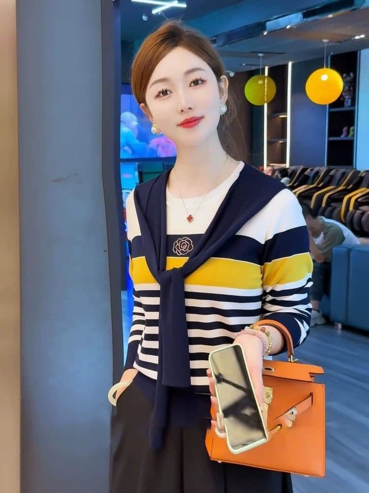 다용도 패션 연령 감소 긴팔 동백 나무 핫픽스 니트 스웨터 숄 맨위 2026 새로운