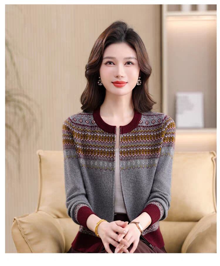 공정한 섬 바람 니트 오픈 가디건 외부 잡아라. 의류 여성 가을 겨울 자카드 외국 가스 스웨터 코트 상세 이미지 11