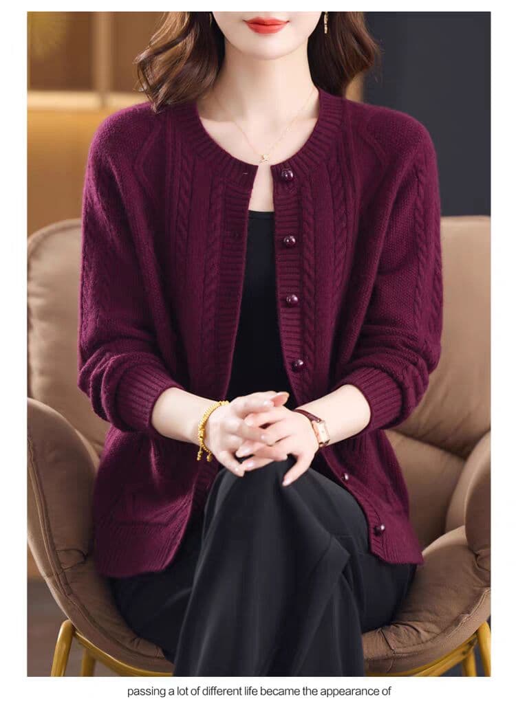 가을 겨울 새로운 니트 오픈 가디건 라운드 넥 단색 빅 사이즈 스웨터 코트 상세 이미지 22