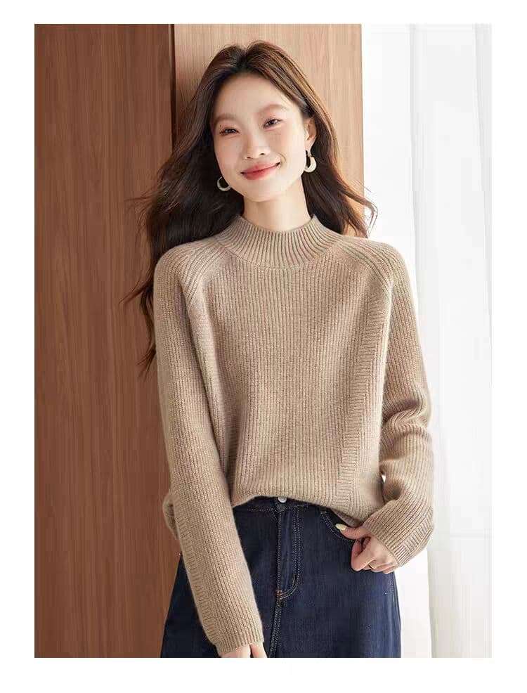 반하이넥 여성 2026 가을 겨울 새로운 루즈핏 쇼트 스타일 두꺼운 스웨터 인사이드 가져 가라. 기본 셔츠 상세 이미지 5