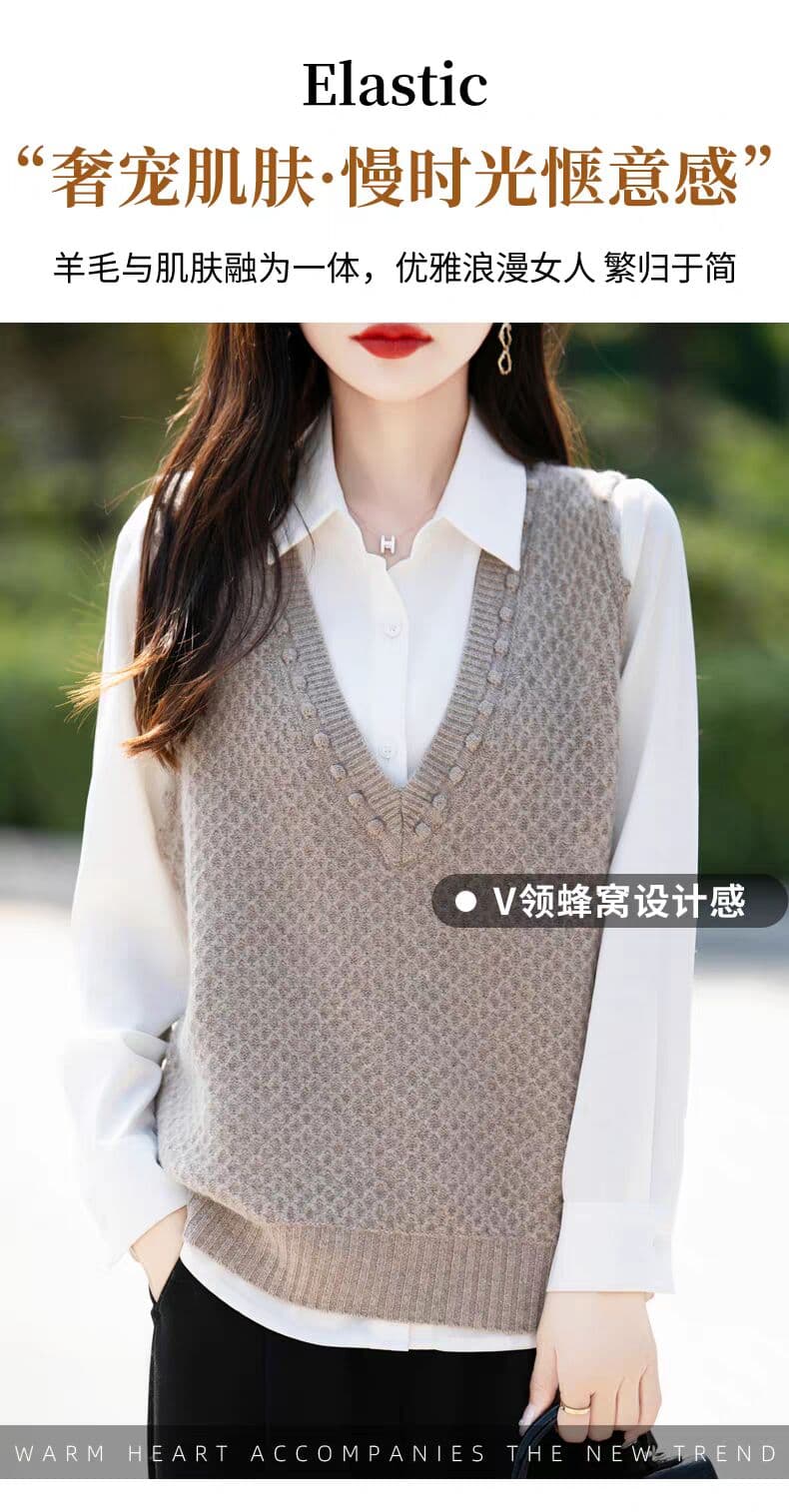 프랑스식 스택 착용 니트 조끼 여자 2026 새로운 민소매 어깨 조끼 상세 이미지 2